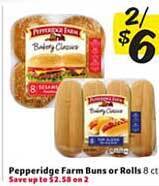 Winn Dixie Pepperidge farm buns or rolls offer