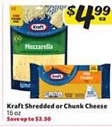 Winn Dixie Kraft shredded or chunk cheese offer