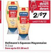 Winn Dixie Hellmann's squeeze mayonnaise offer