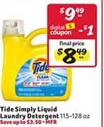 Winn Dixie Tide simply liquid laundry detergent offer