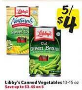 Winn Dixie Libby's canned vegetables offer