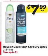 Winn Dixie Dove or dove men+care dry spray offer