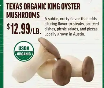 Central Market Texas organics king oyster mushrooms offer