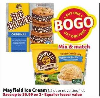 Winn Dixie Mayfield ice cream offer