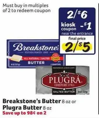 Winn Dixie Breakstone's butter or plugra butter offer
