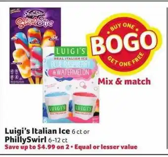 Winn Dixie Luigi's italian ice or phillyswirl offer