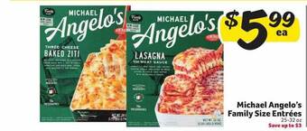 Winn Dixie Michael angelo's family size entrées offer