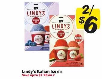 Winn Dixie Lindy's italian ice offer