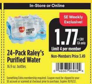 Nob Hill 24-pack raley's purified water offer