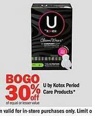 Meijer U by kotex period care products offer