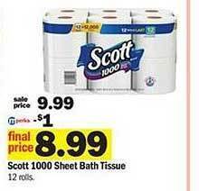 Meijer Scott 1000 sheet bath tissue offer