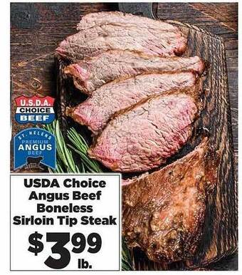 Rosauers Usda choice angus beef boneless sirloin tip steak offer