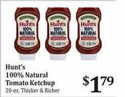 Rosauers Hunt's 100% natural tomato ketchup offer
