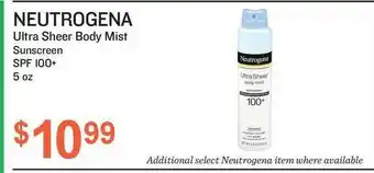Health Mart Neutrogen Ultra Sheer Body Mist Sunscreen SPF 100+ 5 Oz offer