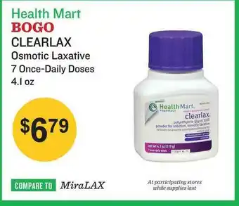 Health Mart Health Mart Bogo Clearlax Osmotic Laxative 8 Once-Daily Doses 4.1 Oz offer