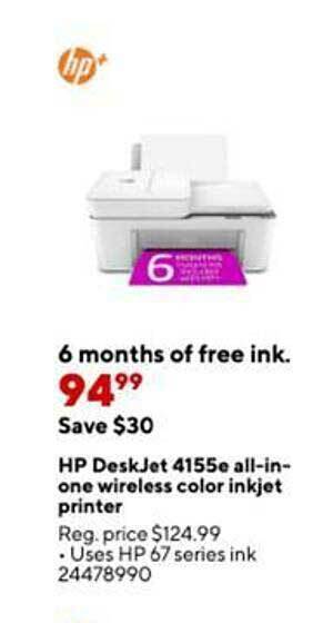 Staples Hp deskjet 4155e all-in-one wireless color inkjet printer offer