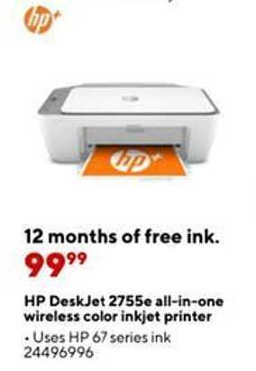 Staples Hp deskjet 2755e all-in-one wireless color inkjet printer offer