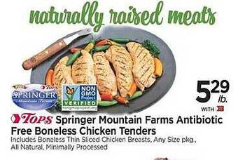 Tops Springer mountain farms antibiotic free boneless chicken tenders offer