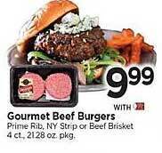 Tops Gourmet beef burgers offer