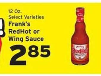 Hannaford Frank's redhot or wing sauce offer