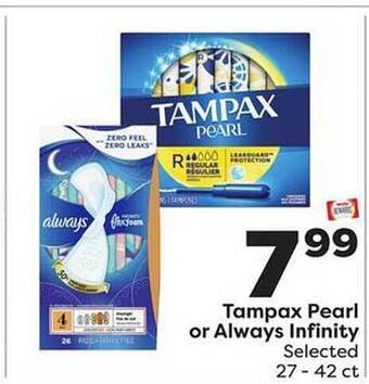 Weis Markets Tampax pearl or always infinity offer