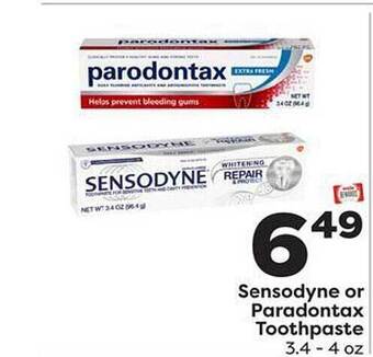 Weis Markets Sensodyne or paradontax toothpaste offer