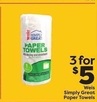 Weis Markets Weis simply great paper towels offer
