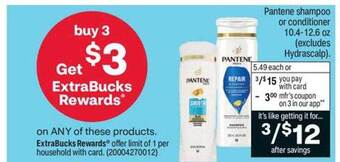 CVS Pantene shampoo or conditioner offer