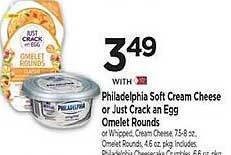 Tops Philadelphia soft cream cheese or just crack an egg omelet rounds offer