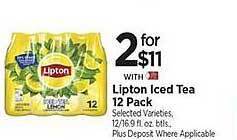 Tops Lipton iced tea 12 pack offer
