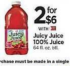 Tops Juicy juice 100% juice offer