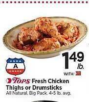 Tops Fresh chicken thighs or drumsticks offer