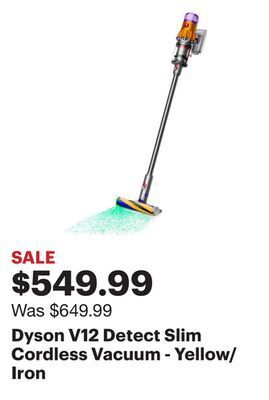 Best Buy Dyson v12 detect slim cordless vacuum - yellow/iron offer