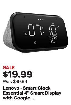 Best Buy Lenovo - smart clock essential 4" smart display with google assistant - soft touch gray offer