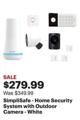 Best Buy Simplisafe - home security system with outdoor camera - white offer