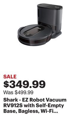 Best Buy Shark - ez robot vacuum rv912s with self-empty base, bagless, wi-fi - dark grey offer
