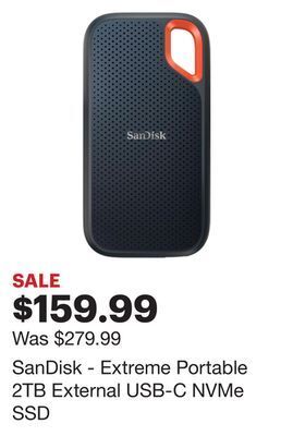 Best Buy Sandisk - extreme portable 2tb external usb-c nvme ssd offer