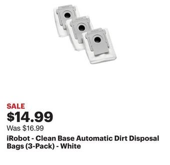 Best Buy Irobot - clean base automatic dirt disposal bags (3-pack) - white offer