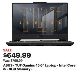 Best Buy Asus - tuf gaming 15.6" laptop - intel core i5 - 8gb memory - nvidia geforce rtx 3050 - 512gb ssd - eclipse grey offer