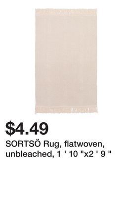 Ikea Sortsö rug, flatwoven, unbleached, 1 ' 10 "x2 ' 9 " offer