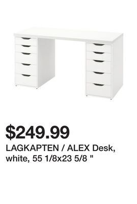 Ikea Lagkapten / alex desk, white, 55 1/8x23 5/8 " offer