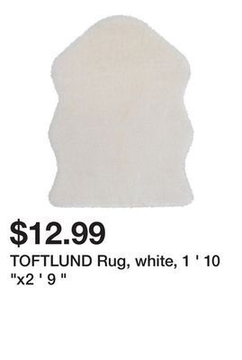 Ikea Toftlund rug, white, 1 ' 10 "x2 ' 9 " offer