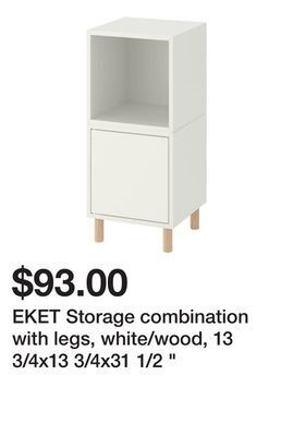 Ikea Eket storage combination with legs, white/wood, 13 3/4x13 3/4x31 1/2 " offer