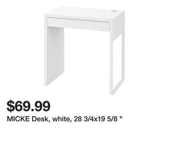 Ikea Micke desk, white, 28 3/4x19 5/8 " offer