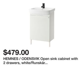 Ikea Hemnes / odensvik open sink cabinet with 2 drawers, white/runskär faucet, 40 1/2x19 1/4x32 1/4 " offer