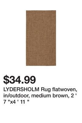 Ikea Lydersholm rug flatwoven, in/outdoor, medium brown, 2 ' 7 "x4 ' 11 " offer