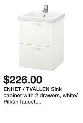 Ikea Enhet / tvällen sink cabinet with 2 drawers, white/pilkån faucet, 19 5/8x19 1/8x26 " offer