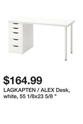Ikea Lagkapten / alex desk, white, 55 1/8x23 5/8 " offer