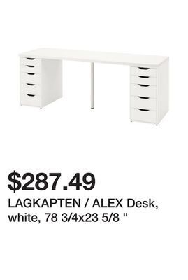 Ikea Lagkapten / alex desk, white, 78 3/4x23 5/8 " offer