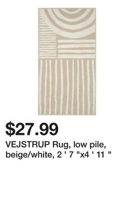 Ikea Vejstrup rug, low pile, beige/white, 2 ' 7 "x4 ' 11 " offer